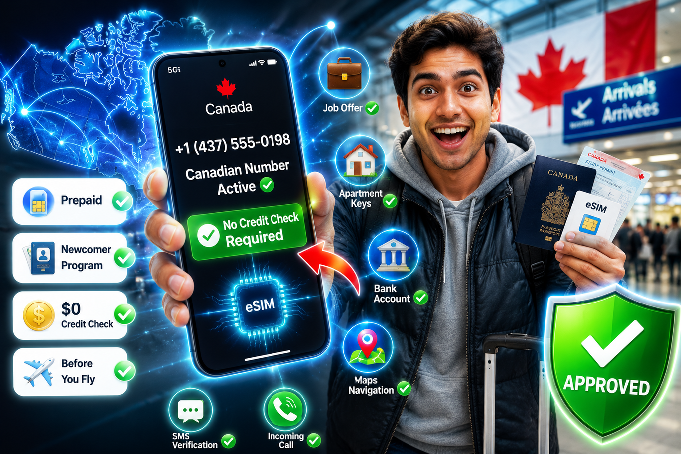 A newcomer to Canada comparing phone plans on a laptop