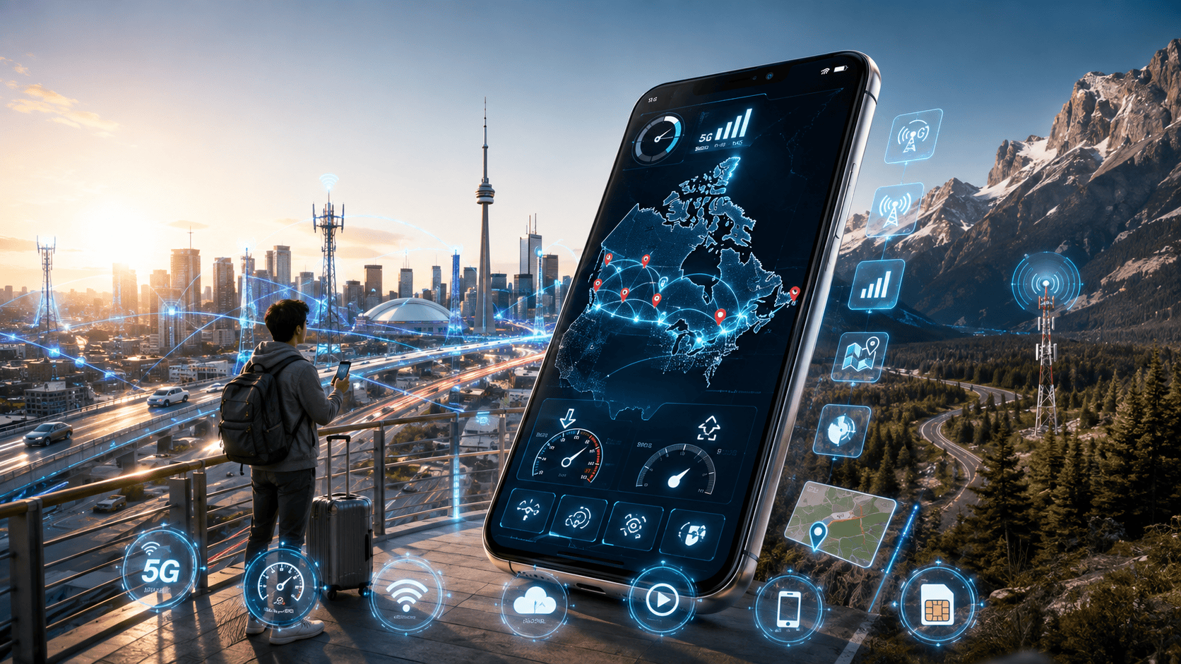 Map of Rogers 5G coverage across Canadian cities displayed on a smartphone screen